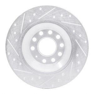 Audi A6 Quattro Brake Rotor (1) - Rear Right - R1 Concepts - Drilled & Slotted - Silver - `05-`11